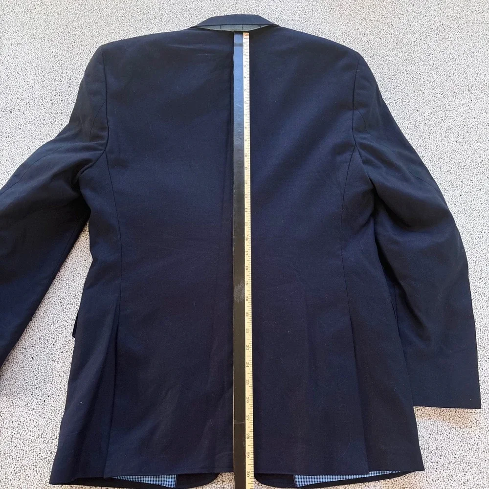 Saddlebred Blazer Mens 38R Navy Blue Cotton Two Button Gingham Preppy Academia